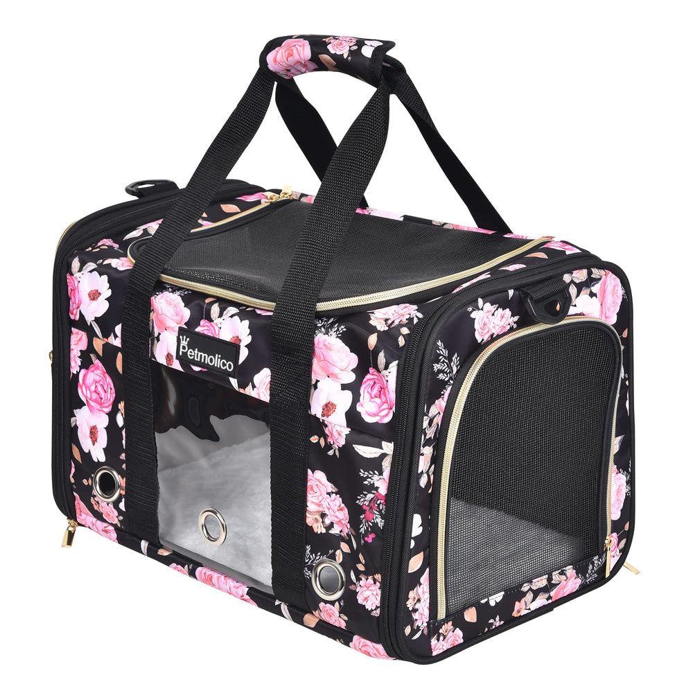 Petmolico vue avant du sac Rose Peony, design stylé et transport sûr