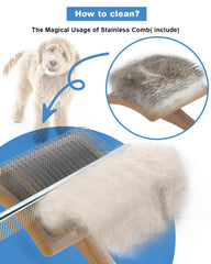 Petqueen brosse utilisée sur goldendoodle réduisant nœuds et bourres