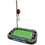 Pets First vue avant du griffoir NFL Philadelphia Eagles montrant le plateau et la piste, attire le jeu