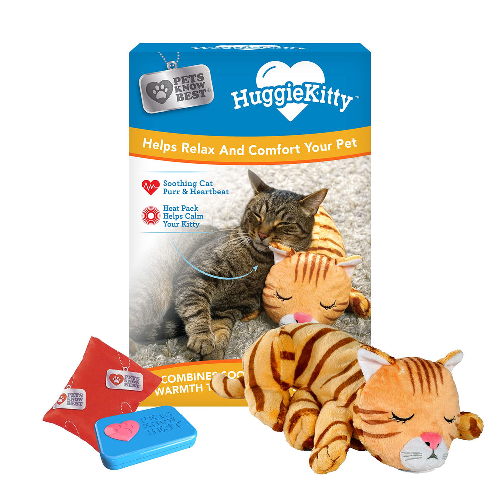 Pets Know Best HuggieKitty vue de face montrant la peluche orange et son confort
