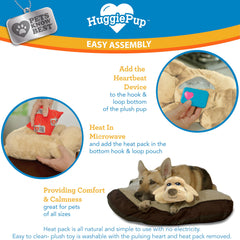 Pets Know Best HuggiePup dans une caisse aidant à calmer le chien