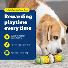 PetSafe gros plan sur texture rawhide et enrobage beurre de cacahuète attractif