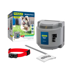 PetSafe émetteur installé montrant couverture circulaire, sécurité facile