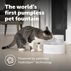 PetSafe Outlast détail du cône HydroSpin illustrant circulation sans pompe