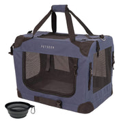 Petseek vue avant du sac de transport bleu montrant ouverture frontale et confort