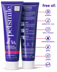 petsmile dentifrice étalé sur un doigt pour introduire le goût à l'animal