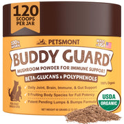 Packaging Petsmont Buddy Guard montrant l'emballage organique pour tranquillité d'esprit