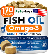Petsology packaging montrant 170 chews et bénéfice nutritionnel