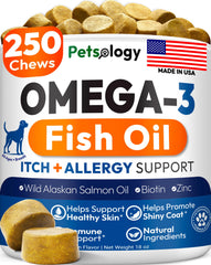 Petsology oméga3 emballage avant montrant la quantité et l'usage bénéfique