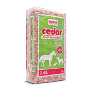PETSPICK sac de copeaux de cèdre rouge 24 L montrant l’emballage et capacité
