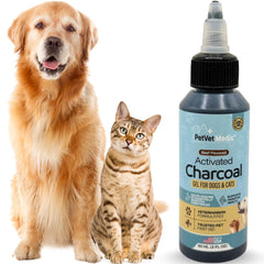 PetVet Medic emballage avant montrant gel charbon pour administration rapide
