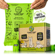PLANET POOP emballage avant montrant rouleaux et quantité, solution durable