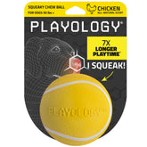 Playology balle jumbo emballage montrant informations produit et parfum poulet