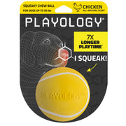 Playology balle Squeaky face avant montrant la forme et le logo, stimule le jeu