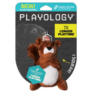 Playology peluche écureuil de face, couineur visible et attrait de jeu