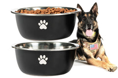 Podinor gamelle avant paquet montrant la forme et la couleur noire, durable pour grands chiens
