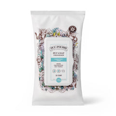 Poo‑Pourri emballage avant montrant 50 lingettes, pratique pour déplacements