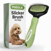 POODLIE vue de face brosse verte utile pour démêler rapidement