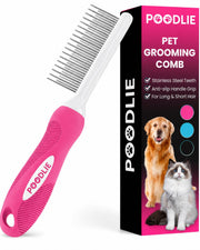 POODLIE face avant du peigne rose montrant le design compact et pratique