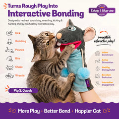 Pounce & Purr Meow Mitt en action avec chat sautant et chassant vigoureusement