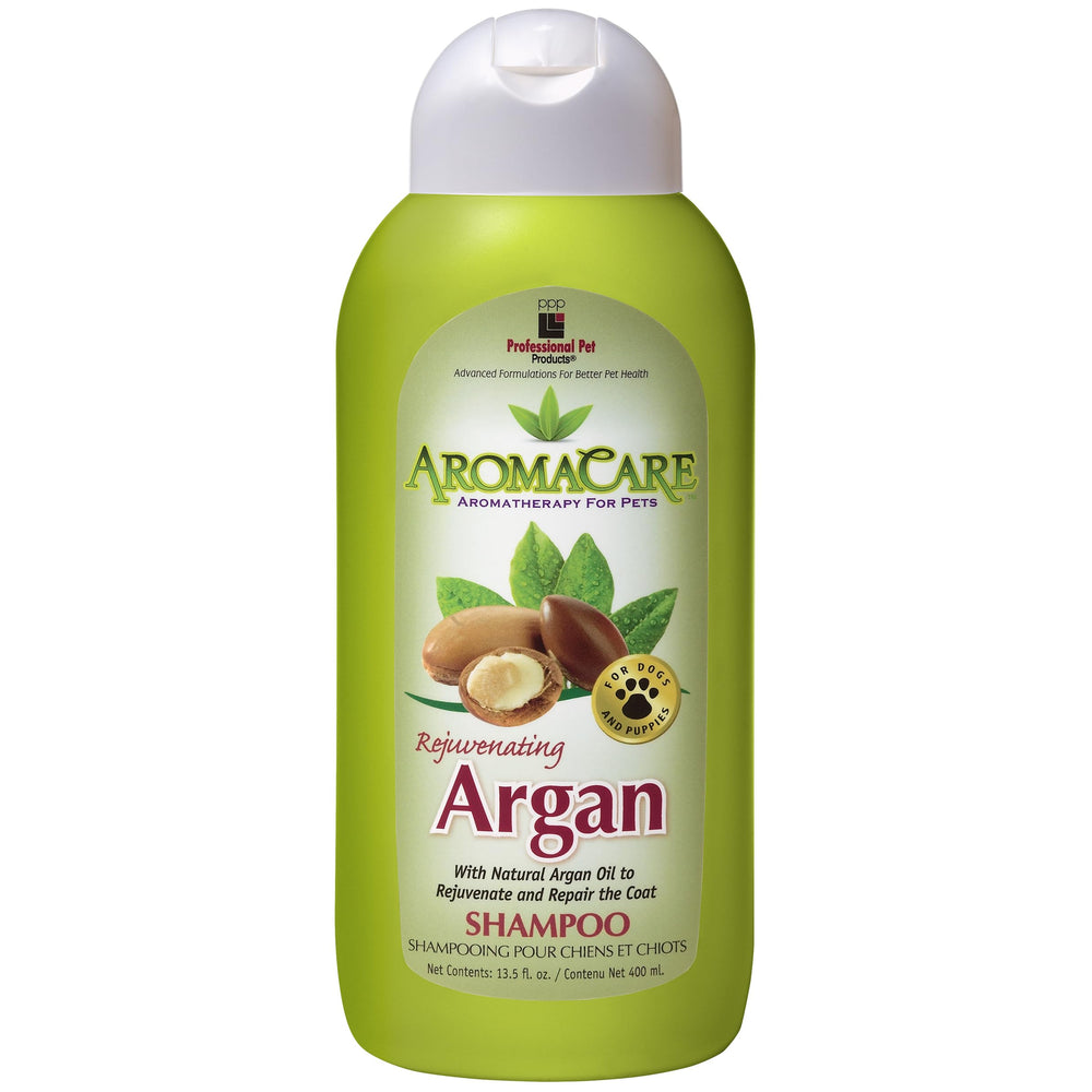PPP bouteille de shampooing à l'Argan montrant étiquette, hydrate et fait briller