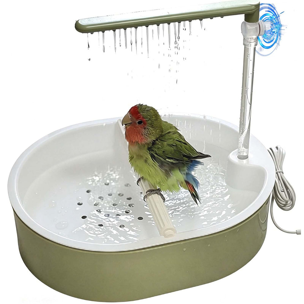 PRFOKEY vue avant du bain pour oiseaux montrant le design et confort