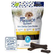 ProDen PlaqueOff emballage devant montrant le produit et bénéfice hygiène buccale