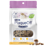 ProDen PlaqueOff emballage face montrant portion pratique et bénéfice hygiène