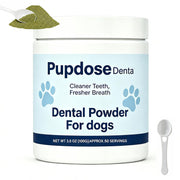 Pupdose Dental pot vu de face montrant l'étiquette et la praticité