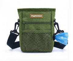 PupSensei pochette face avant vert army montrant poches et fermeture sécurisée