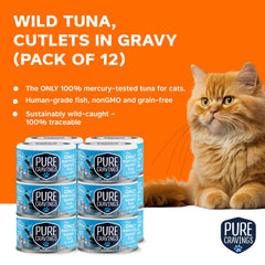 Pure Cravings gros plan du thon en gravy, allure savoureuse et texture