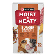 Purina Moist & Meaty emballage avant présentant la variété burger appétissante