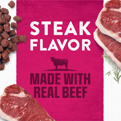 Purina Moist & Meaty sachet ouvert avec bouchées de bœuf appétissantes