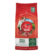 Purina ONE emballage avant 3,8 lb montrant le sac et ses bénéfices