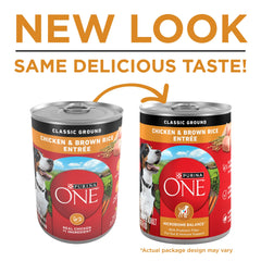 Purina ONE boîte ouverte montrant la texture hachée appétissante