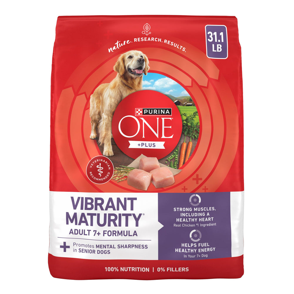 Purina ONE sac 31,1 lb face montrant formule senior et bénéfice clarté nutritionnelle