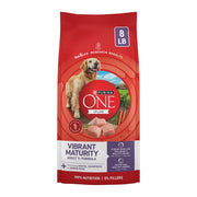 Purina ONE sac devant montrant le produit et l'usage pour chiens seniors