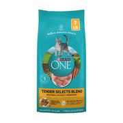 Purina ONE sac devant montrant l’étiquette et l’appétence