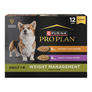 Purina Pro Plan vue avant du pack 12 boîtes, facilite la rotation des saveurs