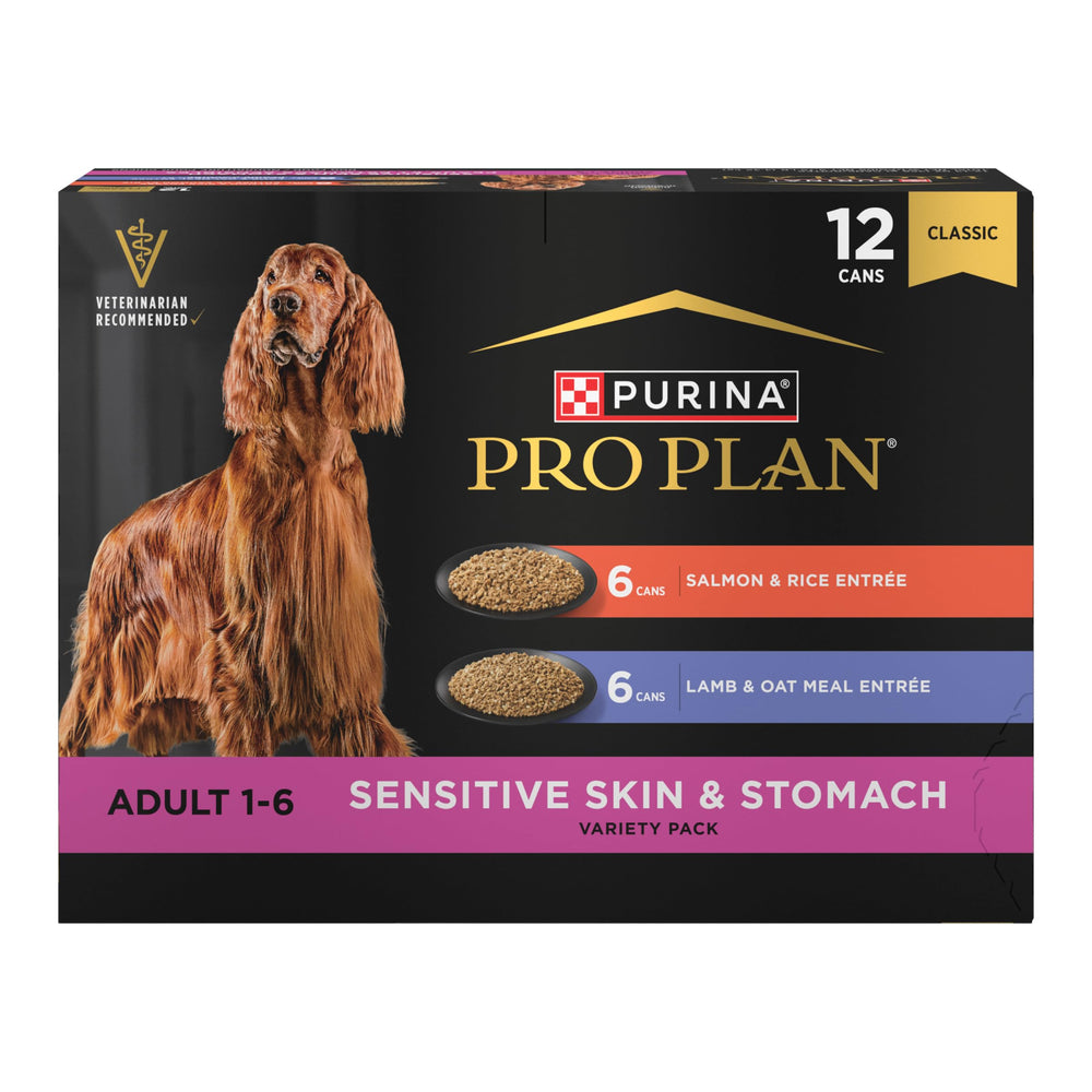 Purina Pro Plan face du pack varié montrant les boîtes et l'avantage nutritionnel