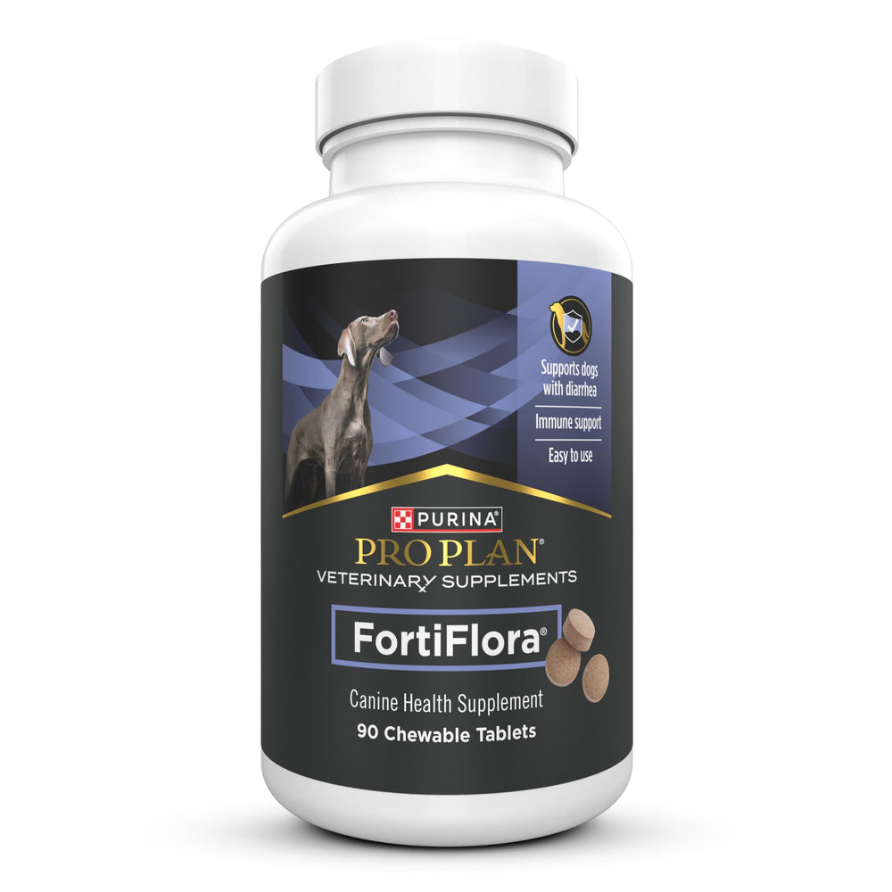 Purina Pro Plan FortiFlora pot avant montrant l'emballage et avantage praticité
