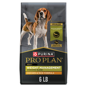 Purina Pro Plan face du sac montrant la formule Weight Management et bénéfice contrôle de poids