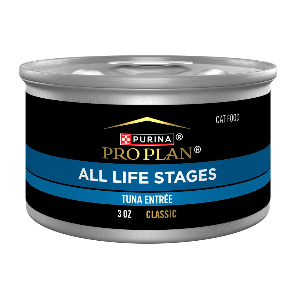 Purina Pro Plan face avant boîte pâté thon montrant emballage pratique et appétence