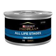 Purina Pro Plan face avant boîte pâté thon montrant emballage pratique et appétence
