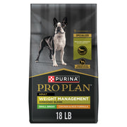 Purina Pro Plan sac face montrant formule allégée pour contrôle du poids