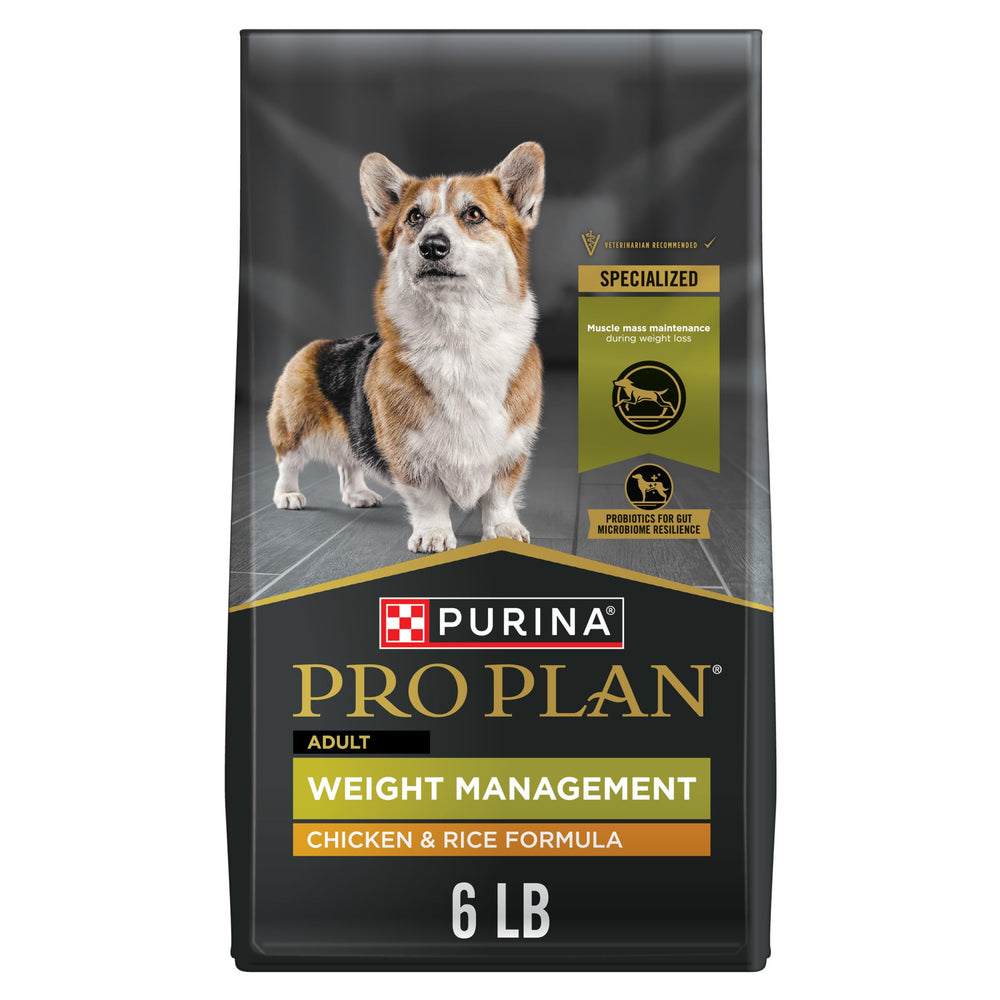 Purina Pro Plan sac face montrant l'emballage et bénéfice gestion du poids