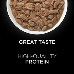 Purina Pro Plan UR boîte ouverte révélant la pâtée appétente, invite à l'acceptation
