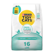 Purina Tidy Cats sac avant montrant l'emballage facile à verser et gain de propreté