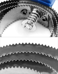 QWORK vue des deux faces lisse et dentelée offrant polyvalence selon saleté