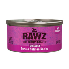 Rawz face de la boîte Tuna & Salmon montrant l’emballage attractif et sain